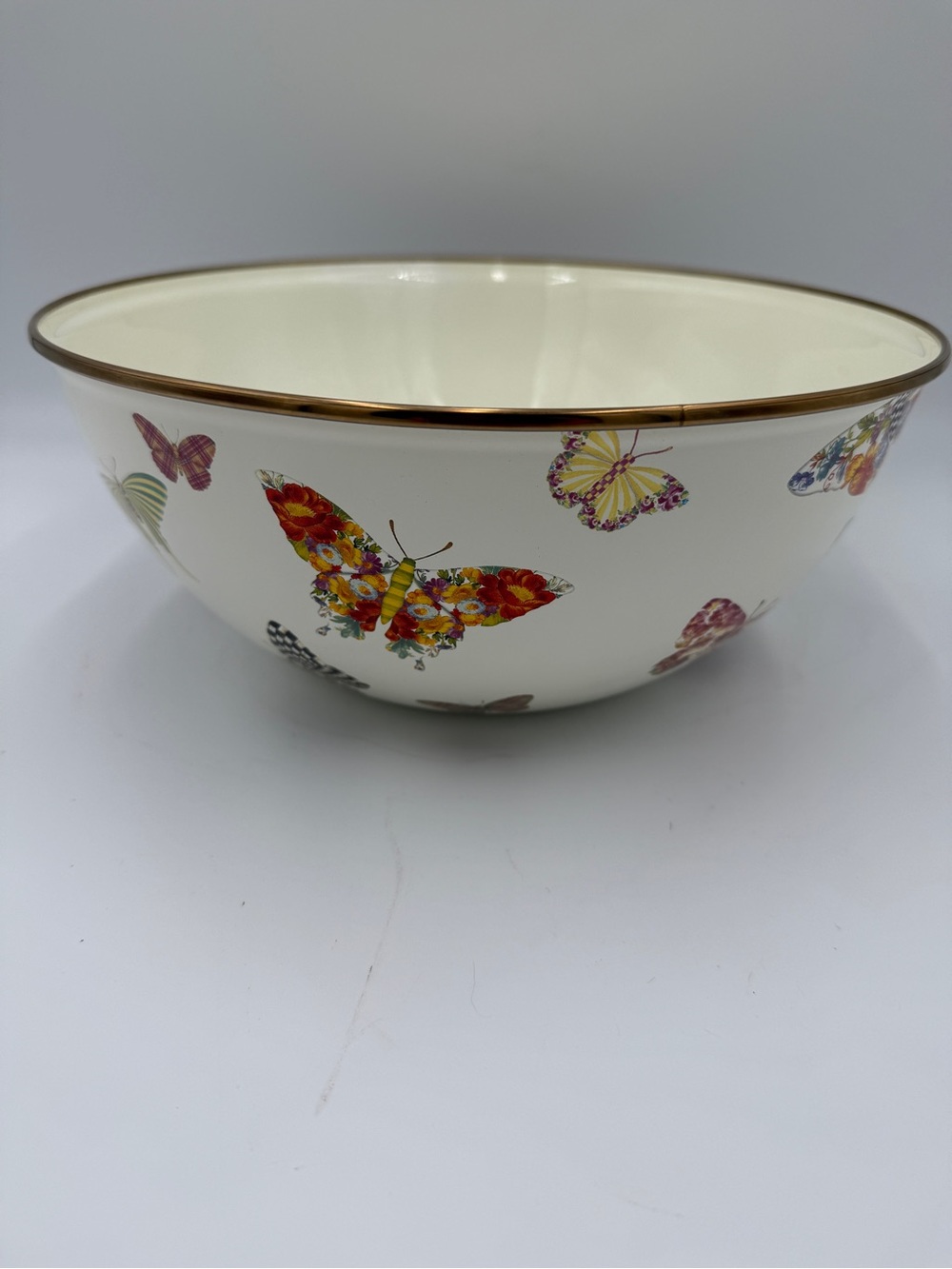 Mackenzie Childs Medium Mixing Everyday Bowl 11” Enameled Steel Butterfly Garden